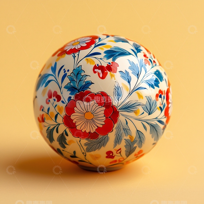 高清大图下载【趣麦麦图】花卉图案球体
