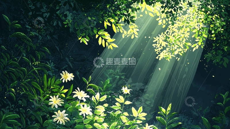 高清大图下载【趣麦麦图】阳光穿过树林