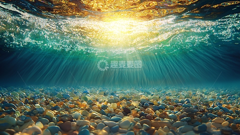 高清大图下载【趣麦麦图】海底阳光水波纹石头