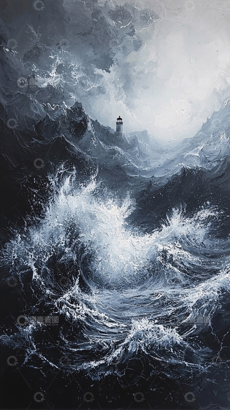 高清大图下载【趣麦麦图】狂风暴雨中的灯塔
