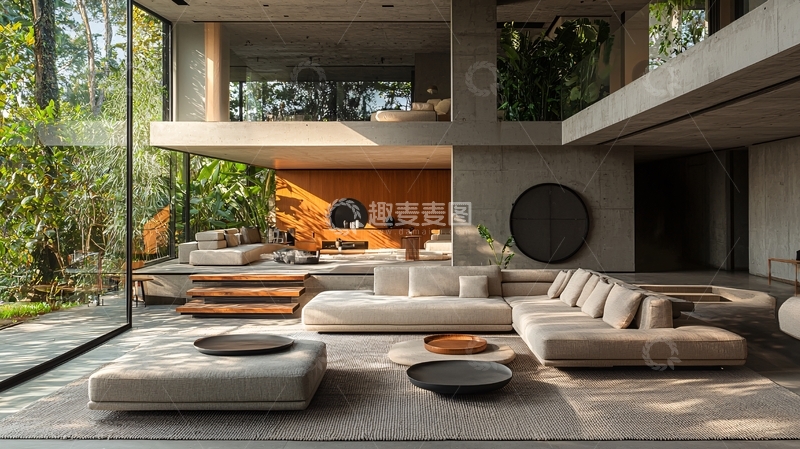 高清大图下载【趣麦麦图】开阔明亮现代客厅