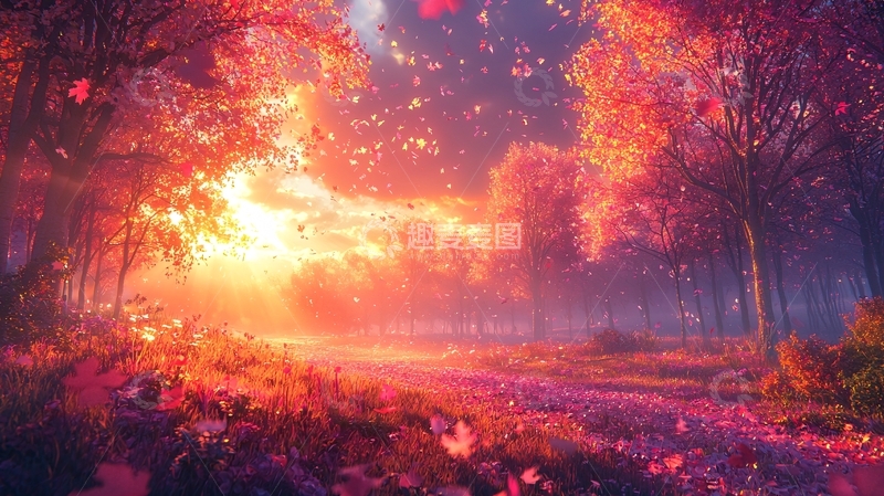 高清大图下载【趣麦麦图】秋日阳光下的唯美森林