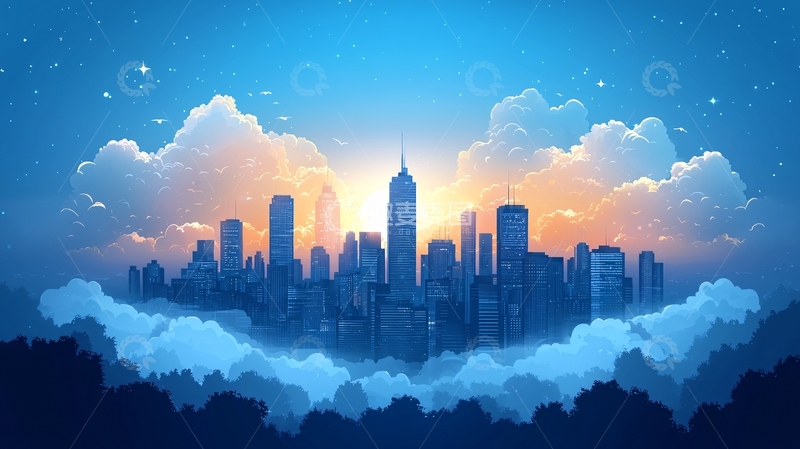 高清大图下载【趣麦麦图】云端之城夜景