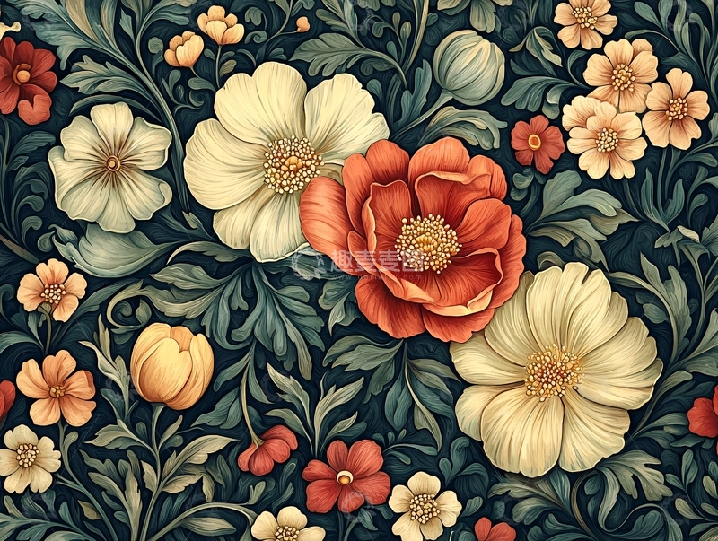 高清大图下载【趣麦麦图】繁复古典花卉纹样