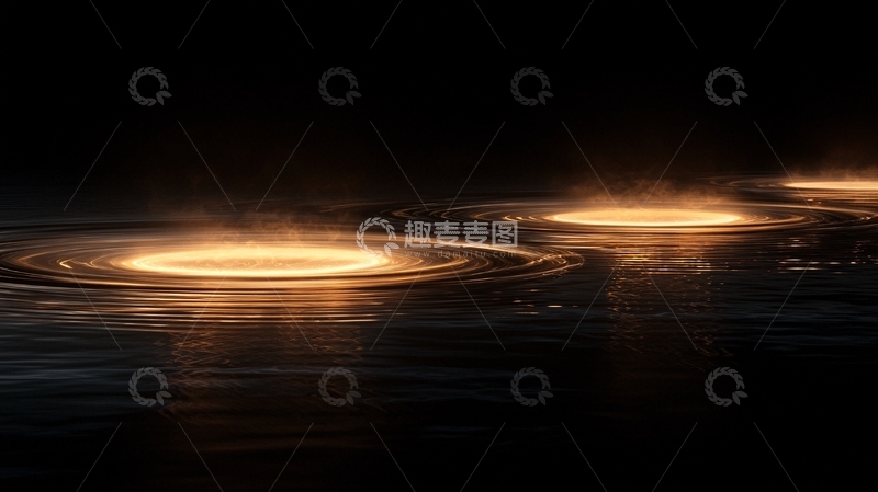 高清大图下载【趣麦麦图】水面上的金色光圈
