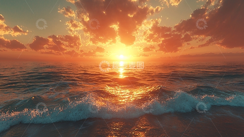 高清大图下载【趣麦麦图】海上日出美景