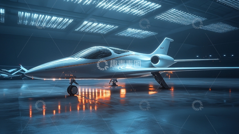 高清大图下载【趣麦麦图】银色私人飞机在机库