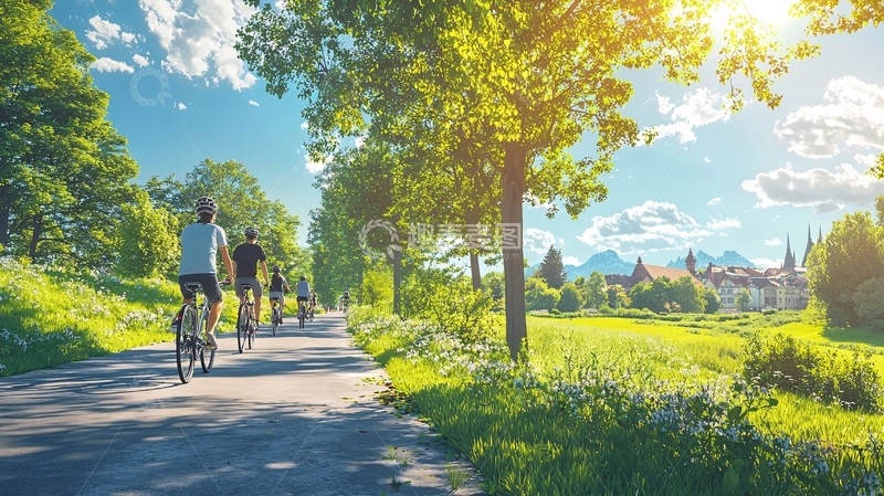 高清大图下载【趣麦麦图】骑自行车的人