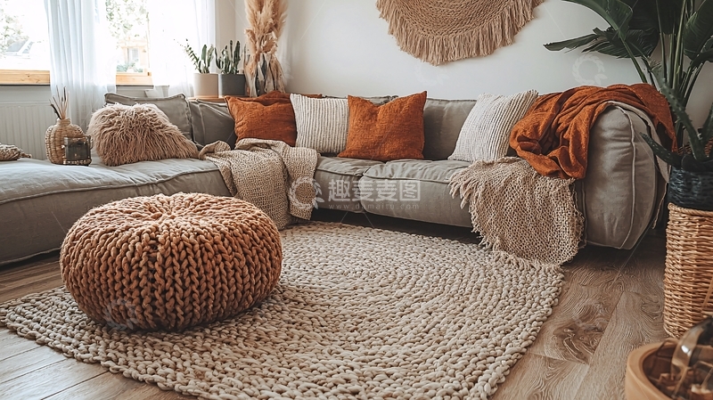 高清大图下载【趣麦麦图】温馨米色系客厅角落