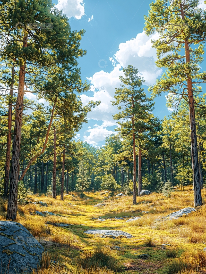 高清大图下载【趣麦麦图】阳光穿过树林的小路