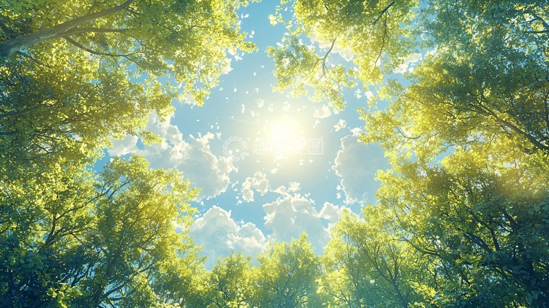 高清大图下载【趣麦麦图】仰望天空的树林