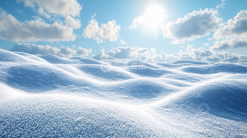 高清大图下载【趣麦麦图】雪地阳光晴朗蓝天