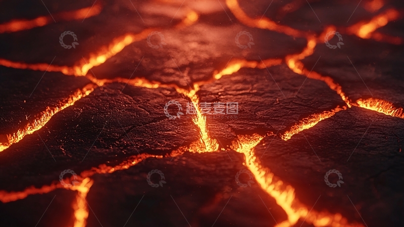 高清大图下载【趣麦麦图】炽热岩浆裂缝特写