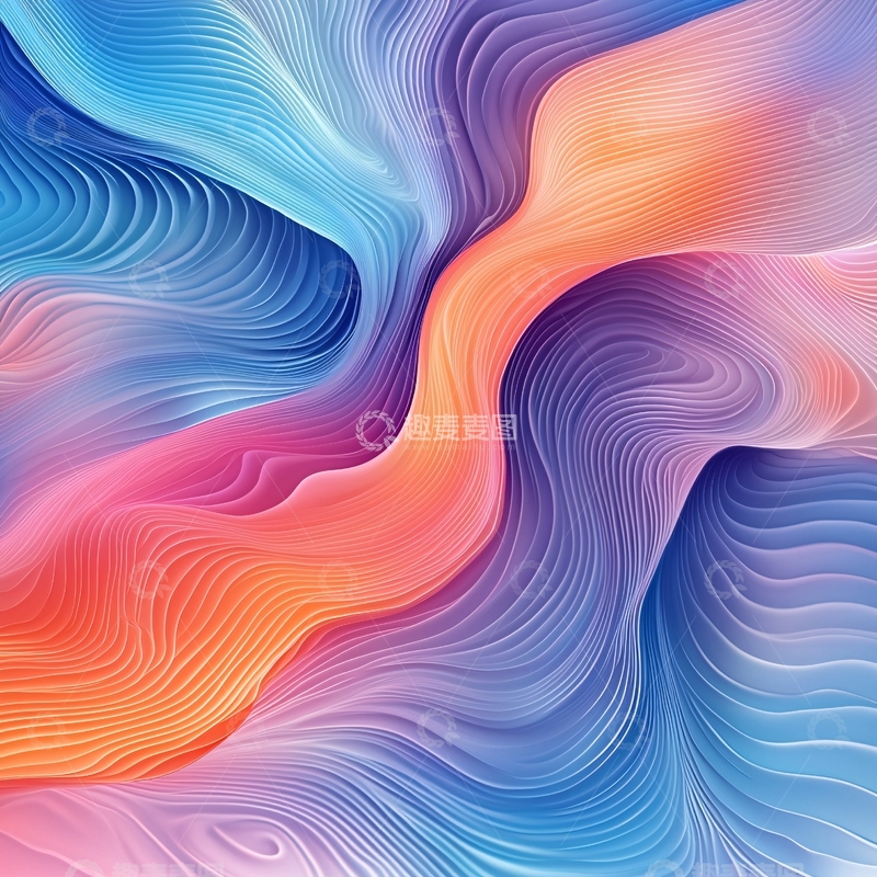 高清大图下载【趣麦麦图】渐变色彩流动线条艺术背景