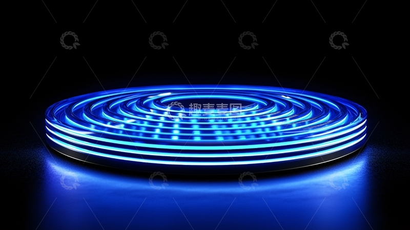 高清大图下载【趣麦麦图】蓝色光环绕盘旋发光体