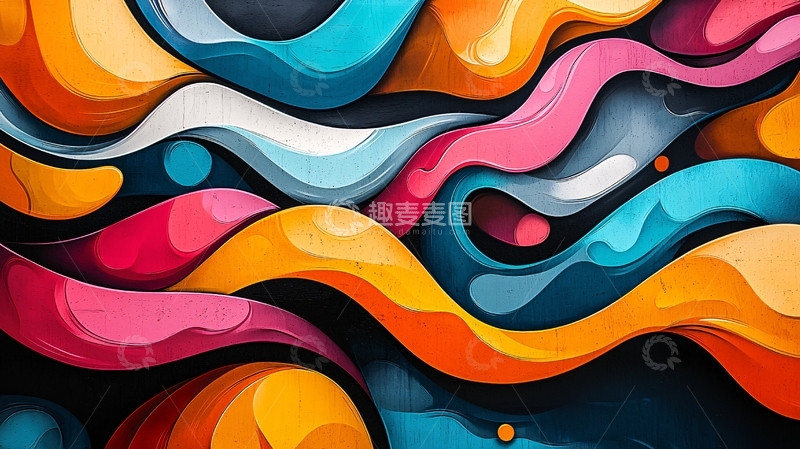 高清大图下载【趣麦麦图】彩色流动抽象线条