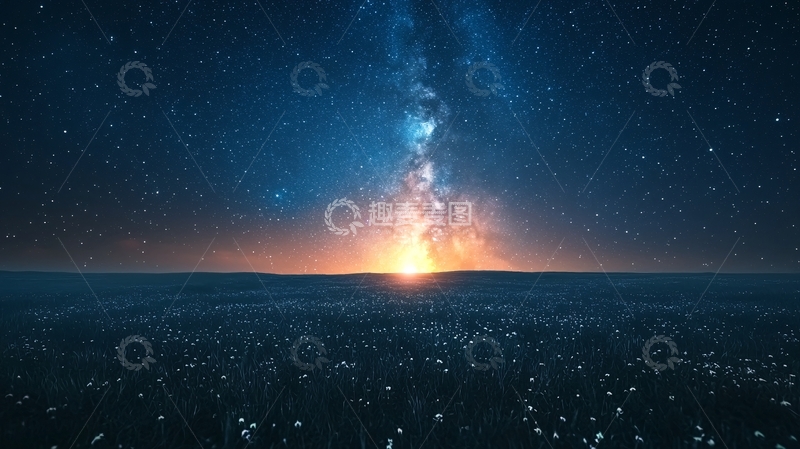 高清大图下载【趣麦麦图】星空下的宁静海面