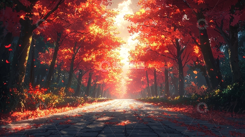 高清大图下载【趣麦麦图】落叶秋季道路景色