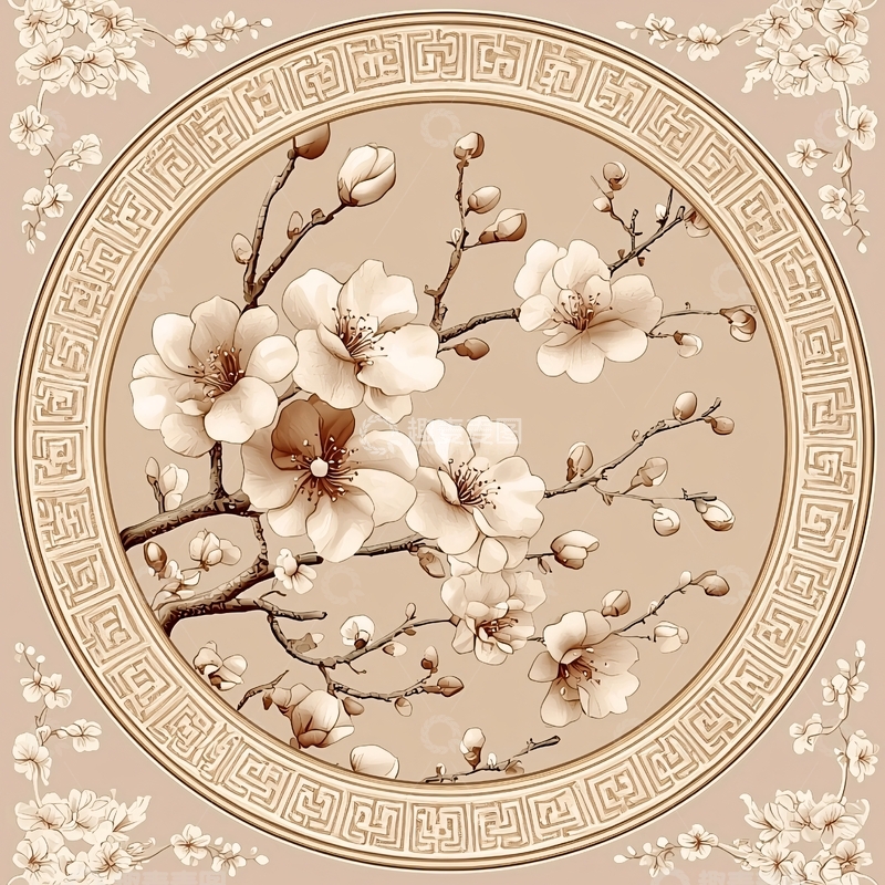 高清大图下载【趣麦麦图】杏花盛开的圆形图