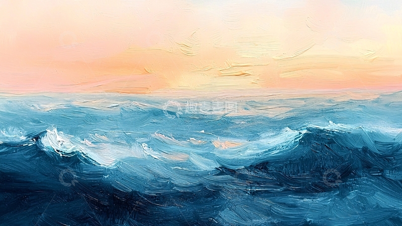 高清大图下载【趣麦麦图】波涛汹涌的海洋绘画