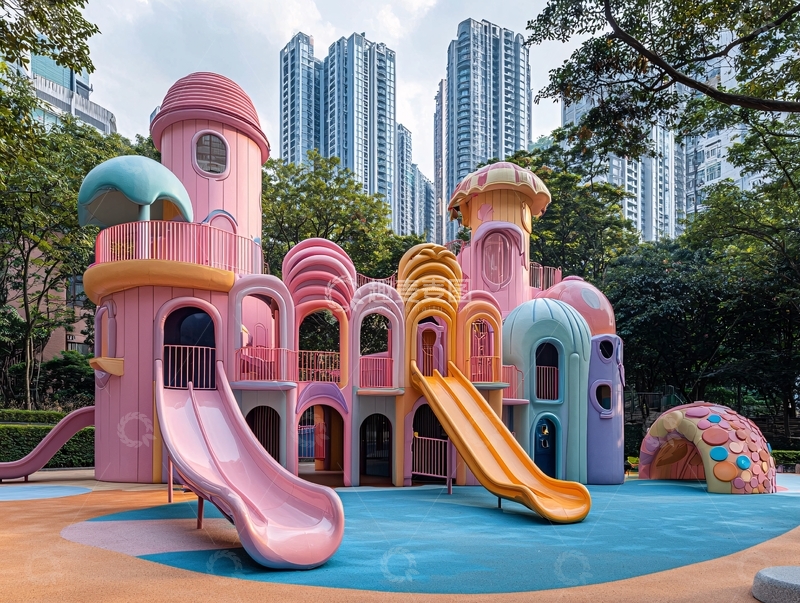 高清大图下载【趣麦麦图】粉色城堡游乐场