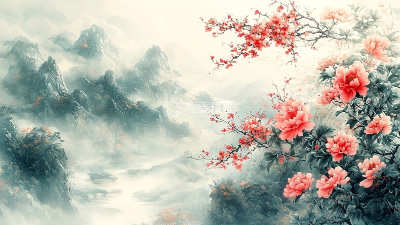 高清大图下载【趣麦麦图】山水花卉水墨意境
