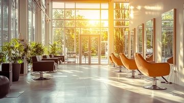 阳光洒进的现代美发沙龙