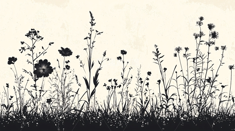 高清大图下载【趣麦麦图】黑白花卉剪影