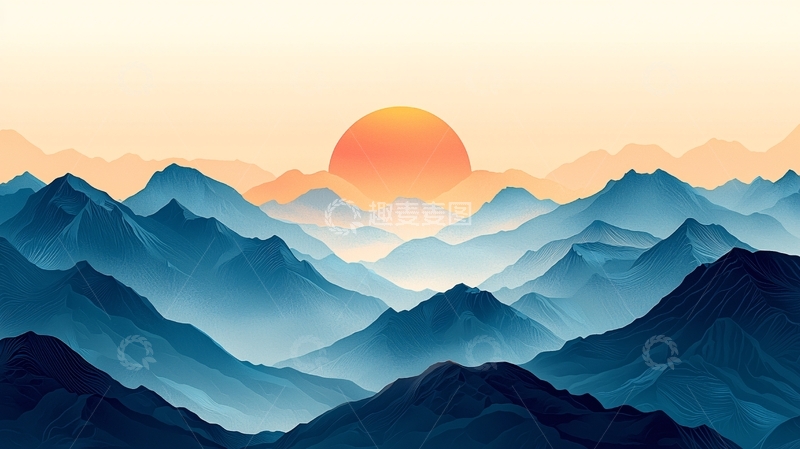 高清大图下载【趣麦麦图】日出山峦
