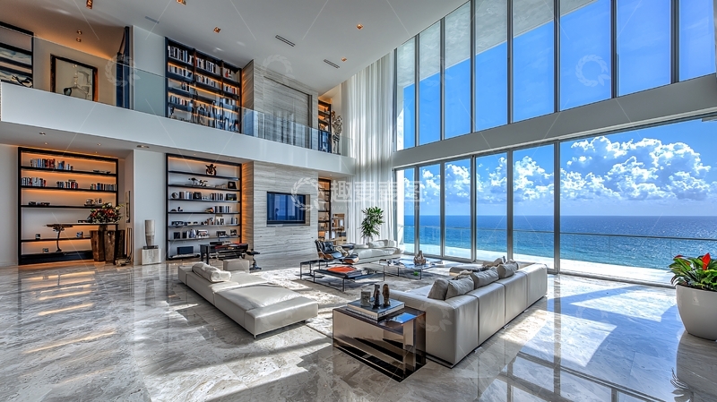 高清大图下载【趣麦麦图】海景豪宅客厅全景图
