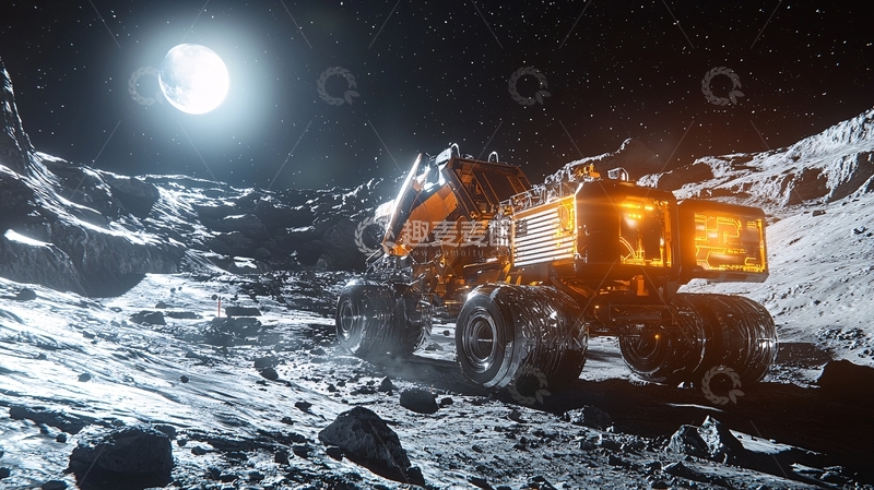 高清大图下载【趣麦麦图】月球车在月球表面行驶