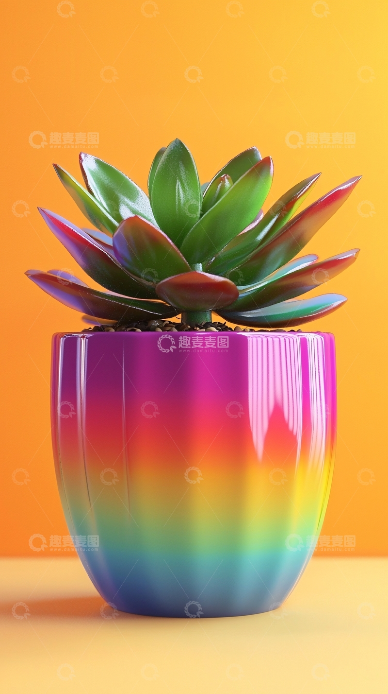 高清大图下载【趣麦麦图】彩虹多肉植物