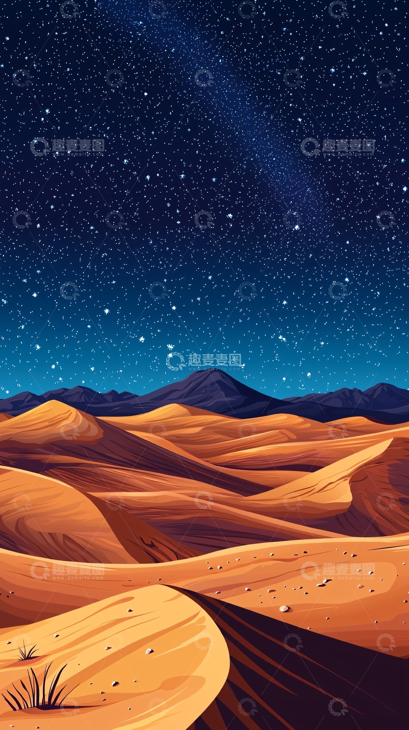 高清大图下载【趣麦麦图】星空下的沙漠