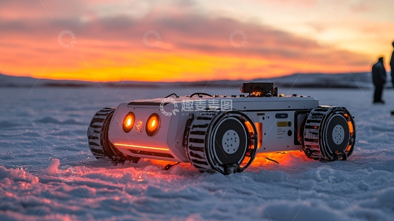 高清大图下载【趣麦麦图】极地冰面上的白色机器人
