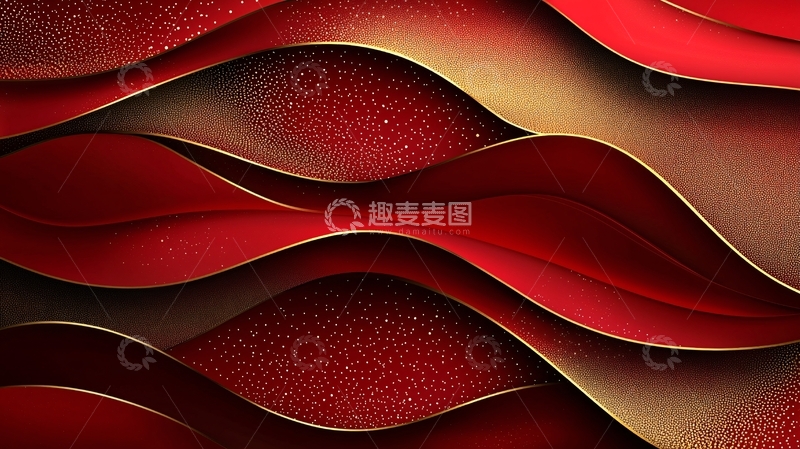 高清大图下载【趣麦麦图】红金色波浪纹理