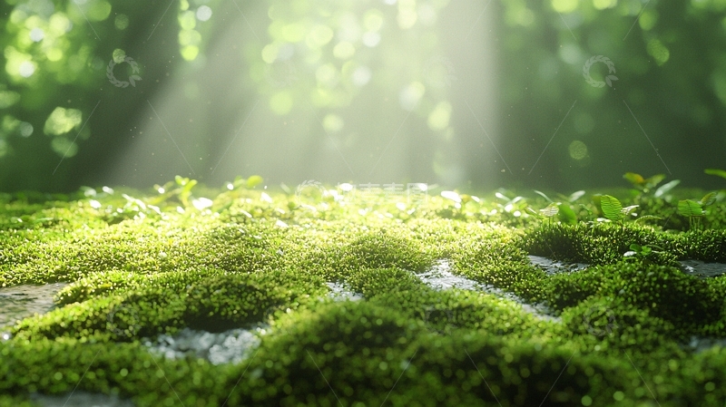 高清大图下载【趣麦麦图】森林阳光绿苔藓