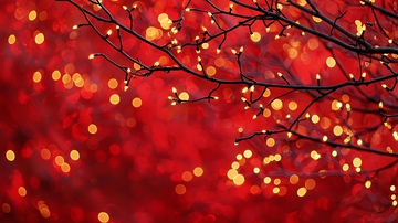 红色背景灯光树枝