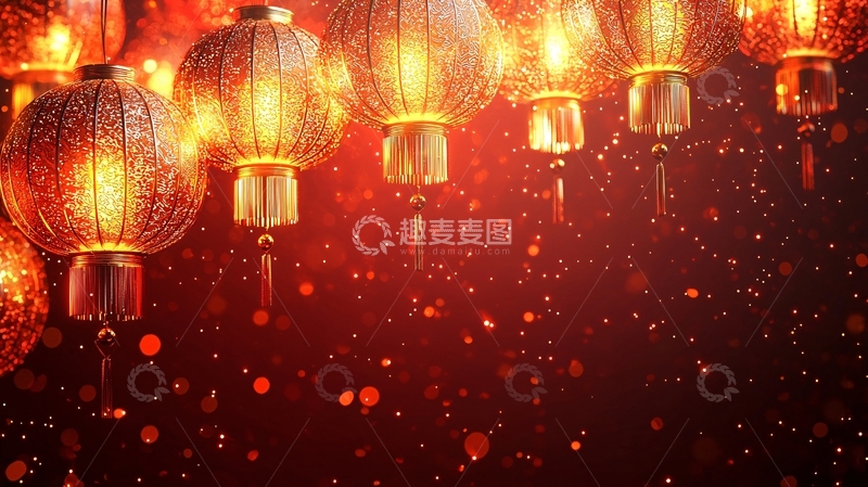 高清大图下载【趣麦麦图】红灯笼喜庆背景