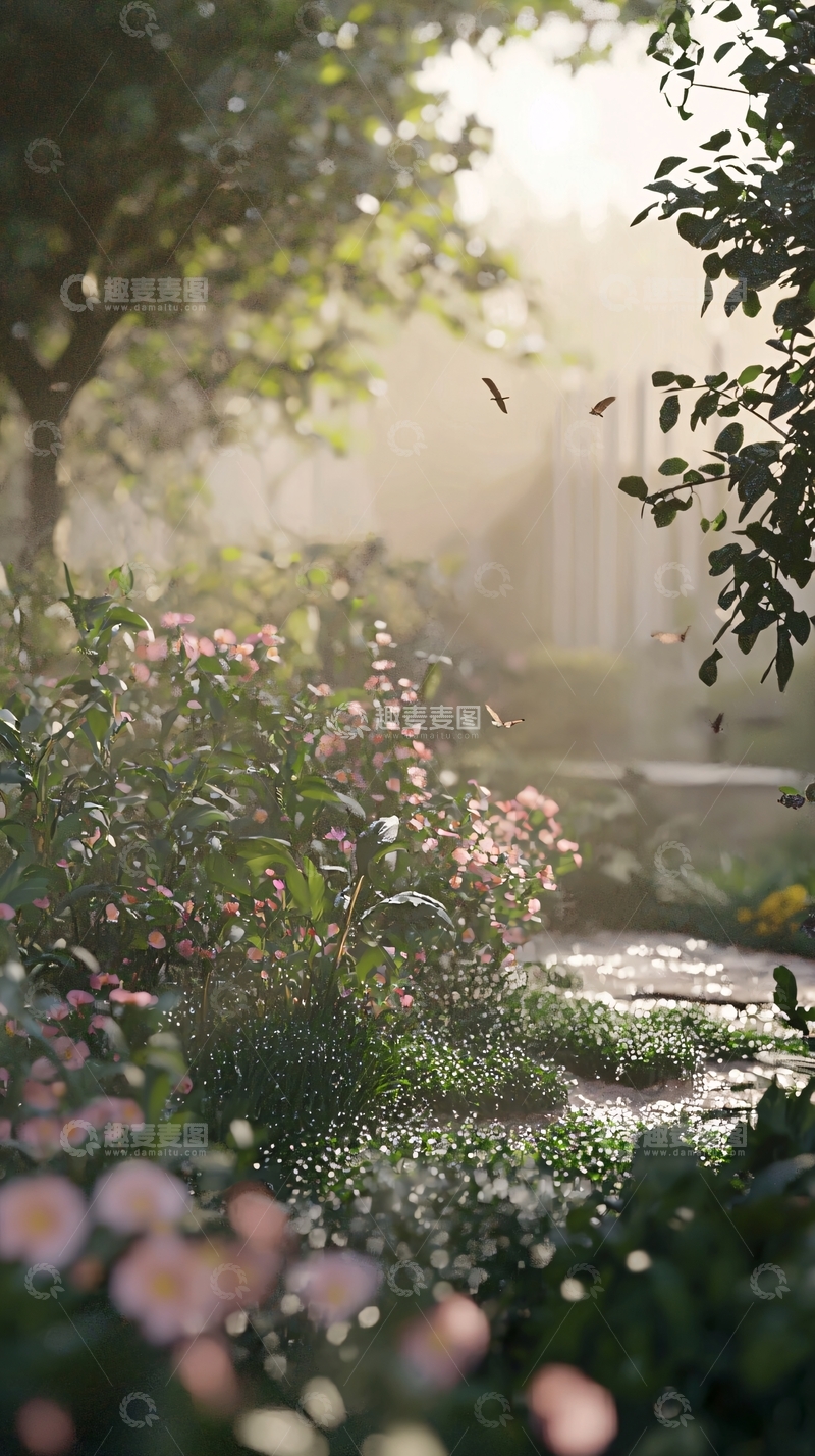 高清大图下载【趣麦麦图】清晨花园小径