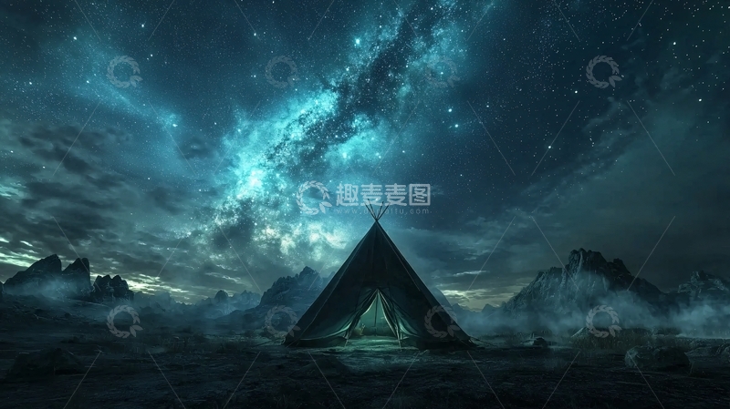 高清大图下载【趣麦麦图】星空下的三角形建筑