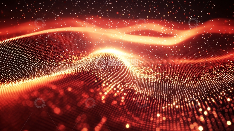 高清大图下载【趣麦麦图】红色粒子波浪