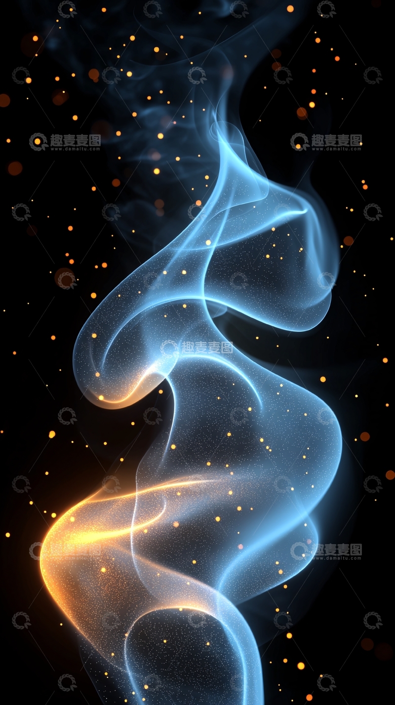 高清大图下载【趣麦麦图】蓝色橙色梦幻烟雾