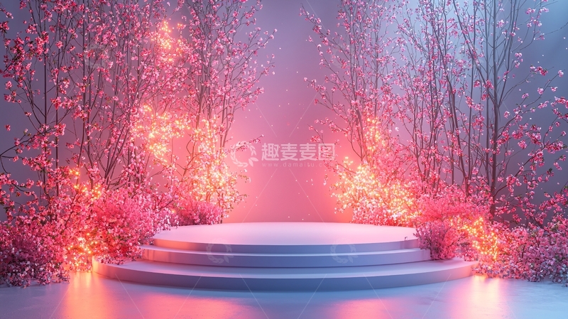 高清大图下载【趣麦麦图】梦幻粉色树林舞台