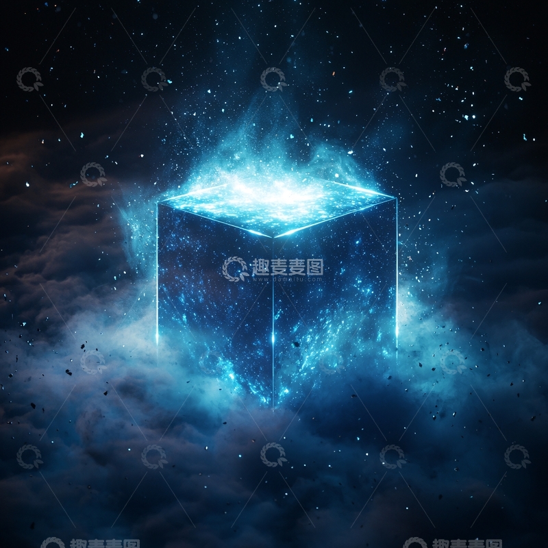 高清大图下载【趣麦麦图】发光宇宙立方体