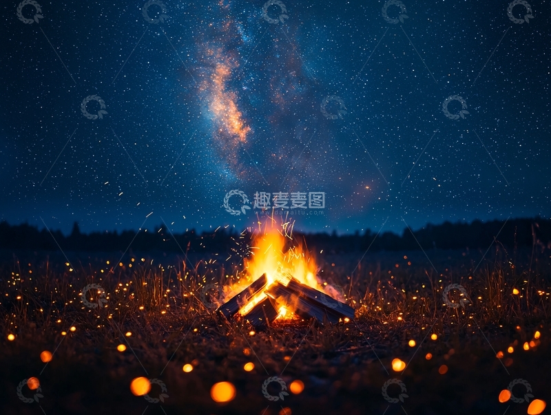 高清大图下载【趣麦麦图】星空篝火