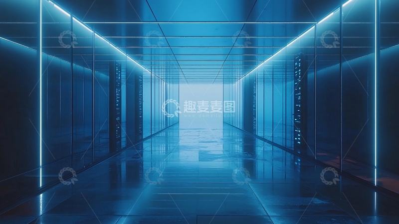 高清大图下载【趣麦麦图】蓝色科技感走廊