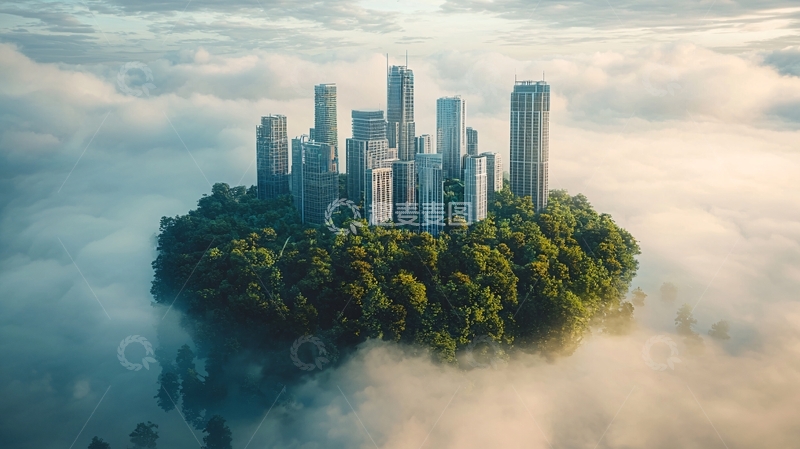 高清大图下载【趣麦麦图】云端城市