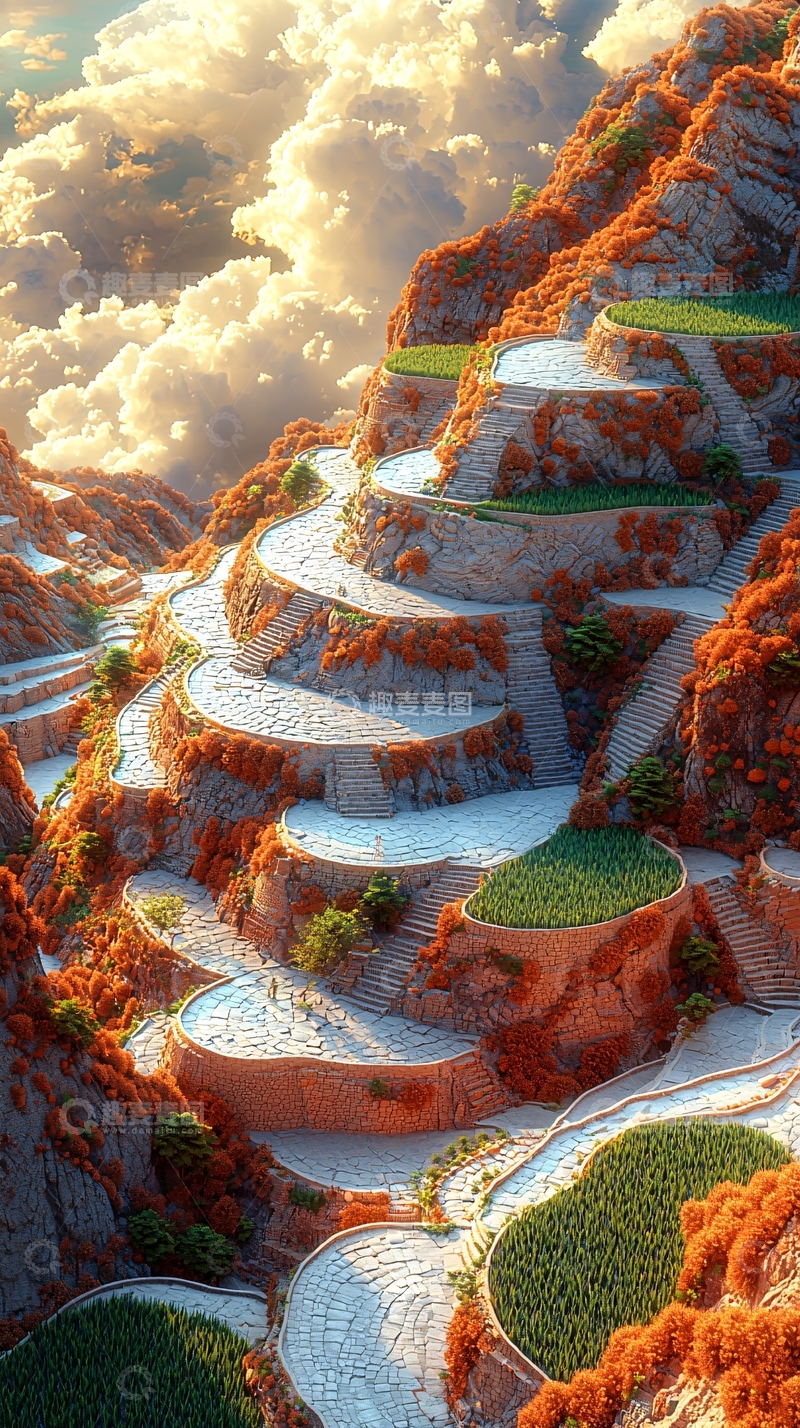 高清大图下载【趣麦麦图】梯田风光如画