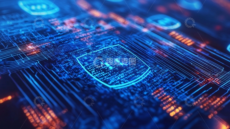高清大图下载【趣麦麦图】科技感蓝色电路板安全保护