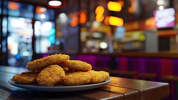 炸鸡块放在桌子上